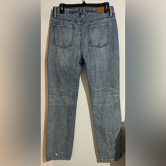 Unpublished Willa Ripped High Waist Straight Leg Jeans Medium Blue Size 27 Wmns - Picture 3 of 6